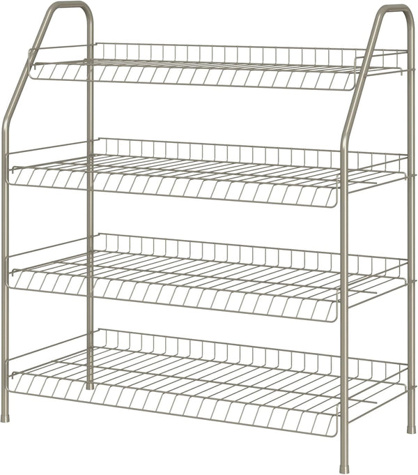 ClosetMaid 4-Tier Wire Shoe Rack Organizer, Nickel Finish, Easy to Assemble, Holds
