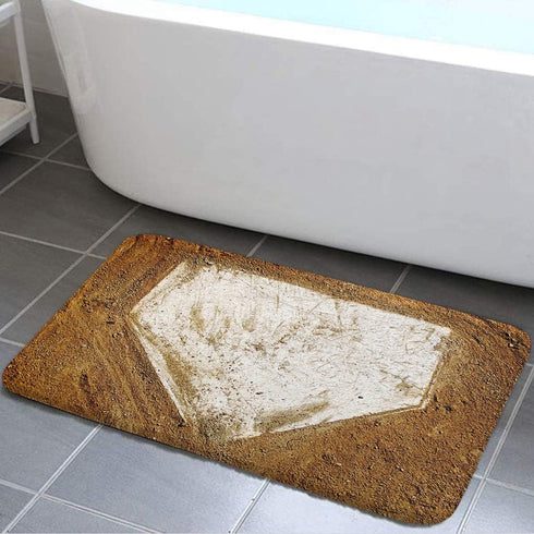 NYMB Non-Slip Baseball Bath Rug, Wooden Floor Mat for Indoor Outdoor Entryways, (17X29in)
