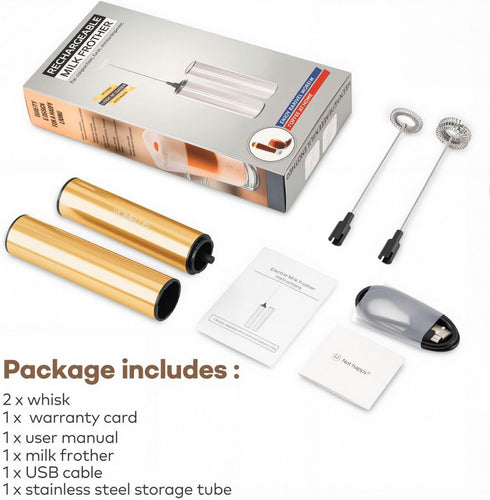 VOMELON Handheld,2-Speed 2 Rechargeable Electric Milk Frother Travel Frother with Tube Case, Milk Foamer Coffee Frother