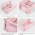 Pink Plastic Baskets for Desk Organizing - 2 Medium + 2 Small Durable Folding Storage Crates for Home & Office