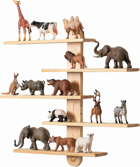 Panalo Wooden Floating Shelves for Wall, Small Wood Display Shelves Rack for Collectibles-Figures,