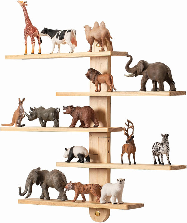 Panalo Wooden Floating Shelves for Wall, Small Wood Display Shelves Rack for Collectibles-Figures,