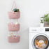 3-Tier TeoKJ Over the Door Hanging Baskets with Button Strap, Woven Cotton Storage Organizer Bag, Wall-Mounted