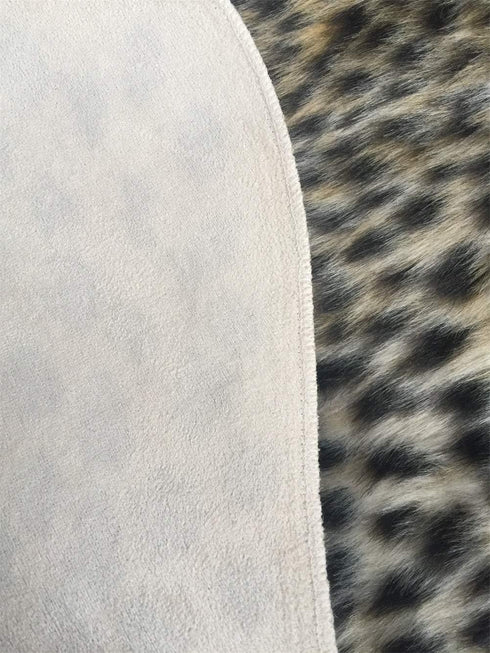 Leopard Print Rug, Faux Fur Cheetah Carpet for Office, Living Room, Bedroom, Non-Slip Home Decor 40x37 Inch