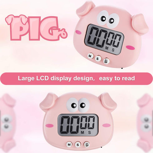 Weewooday 2 Pieces Cute Cartoon Animal Digital Kitchen Timers with Magnetic Backs for Teachers Cooking