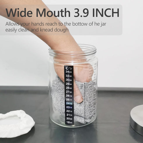 Ecoxiuo -40oz (2-pack) Sourdough Starter Kit Thick Glass Sourdough Starter Jar Sour Dough Container for Bread Baking