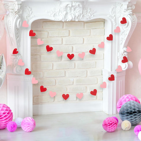 Whaline 4 Pack Heart Garland Banners, Valentine's Day String for Wedding, Party, Home Decorations