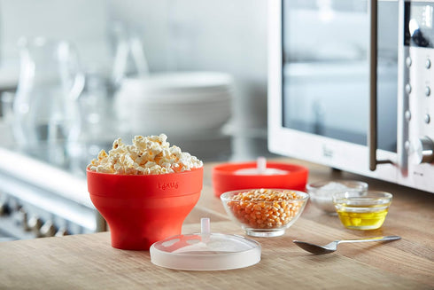 Lékué Mini Microwave Popcorn Maker, Set of 2, Red