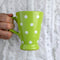 City to Cottage Handmade Lime Green and White Polka Dot Ceramic Coffee Mug, 7 oz / 200ml, Unique Gift