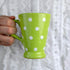 City to Cottage Handmade Lime Green and White Polka Dot Ceramic Coffee Mug, 7 oz / 200ml, Unique Gift