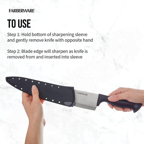 Farberware Edgekeeper 8-Inch Chef Knife - Self-Sharpening High Carbon-Stainless Steel Kitchen Knife