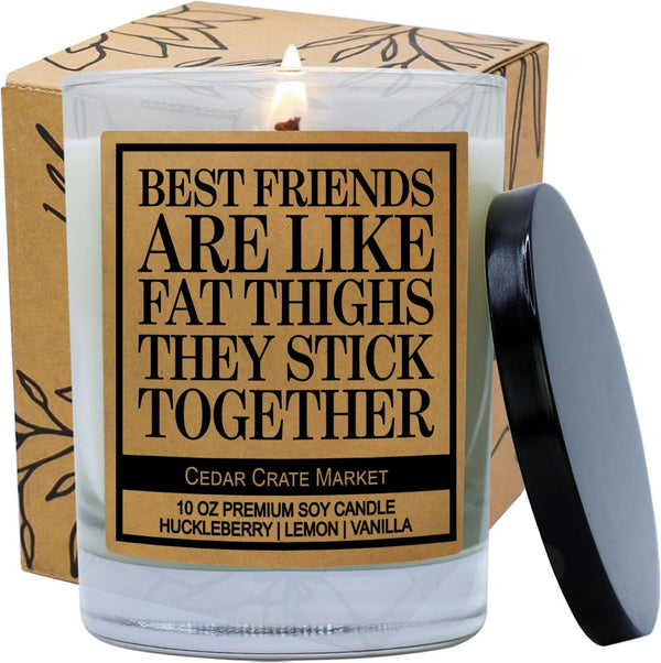 Gift for Best Friend | Funny Scented Candle Gifts for Women, Bestie, BFF, Sister, Coworker - Huckleberry, Lemon, Vanilla