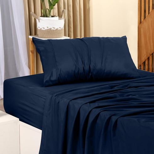 Utopia Bedding Twin XL Sheet Set, 3 Piece Microfiber Bed Sheets, Navy Blue, Includes Fitted, Flat Sheet, Pillowcase