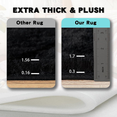 AAFKK 6x9 Black Area Rugs for Living Room, Fluffy Shaggy Rug Soft Carpets, Rugs for Bedroom Nursery Kids Room Dorm Home