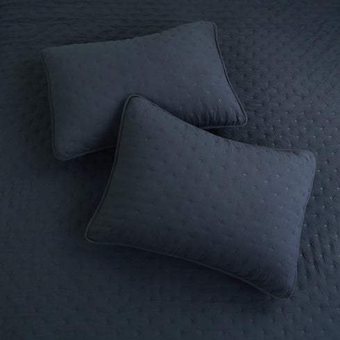 Set 3 90x90 inches ROARINGWILD Navy Blue Queen Size Quilt Bedding with Pillow Shams, Lightweight Soft Bedspread