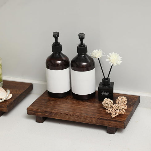HOMGDN (12 7 Inch) Counter Counter x Wood Riser Soap Tray, Farmhouse Wood Pedestal Stand for Kitchen Sink, Rustic