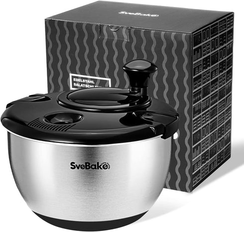 Stainless Steel Salad Spinner, Large Vegetable Washer with 4.2 Qts Bowl, Lettuce Cleaner and Dryer
