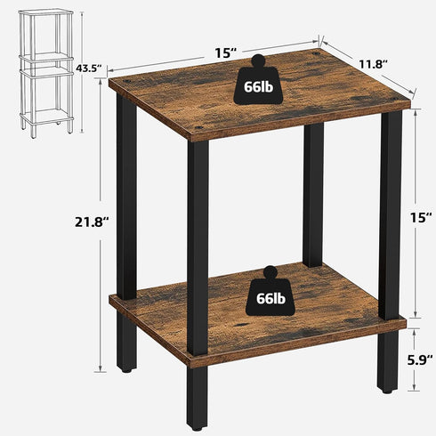 2-Tier TB01BB034 TUTOTAK End Table, Side Table, Nightstand, Storage Shelf, Sofa Side Table for Small Space, Living
