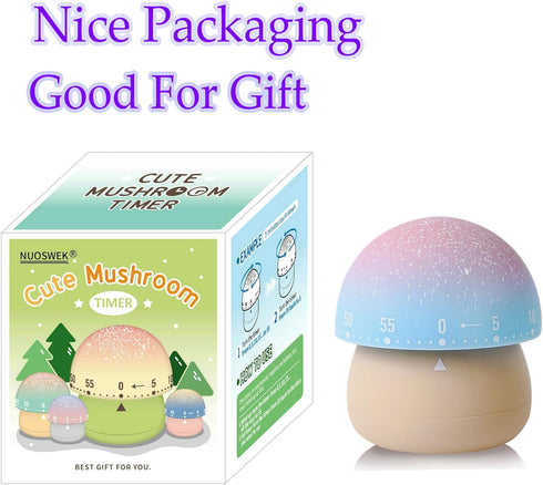 Mechanical Kitchen Timer, Cute Mushroom Timer for Kids, Wind Up 60 Minutes Manual Countdown Timer for Cooking (Beige