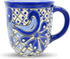 Talavera Mug - Authentic Hand Painted Mexican Coffee Mug - Blue and White - Taza Mexicana Azul Blanco