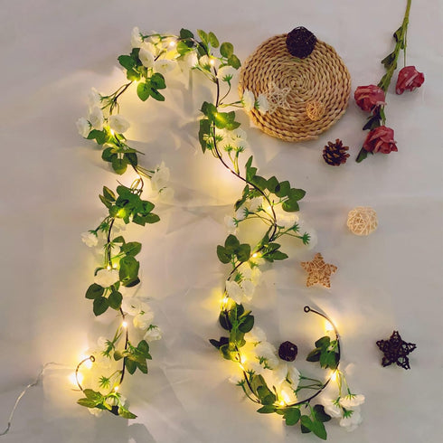 Fielegen 20 LED Rose Flower String Lights with Timer, 6FT Artificial Flower