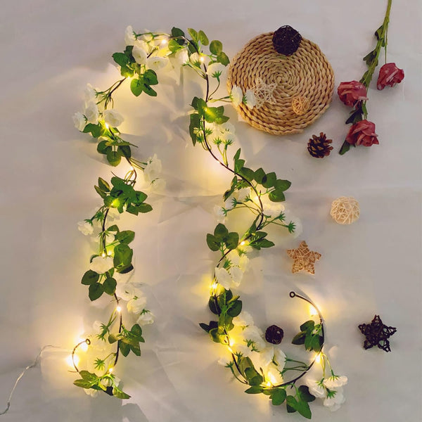 Fielegen 20 LED Rose Flower String Lights with Timer, 6FT Artificial Flower