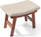 BAMBOO LAND- Bamboo Foot Stools Ottoman, Beige Cushion & Brown Wood Legs,