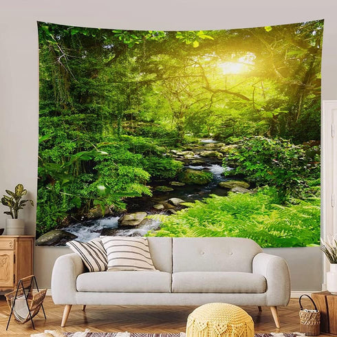 Llamazing Forest Creek Landscape Tapestry, Home Decor for Living Room and Bedroom, Magic Curtain (90.5''L x 70.8''W)