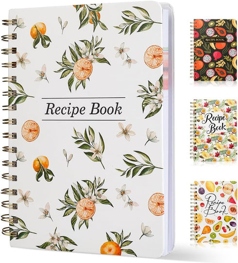 Waterproof Recipe Book: Hardcover Notebook to Write Your Recipes, Holds 120 Recipes (White)
