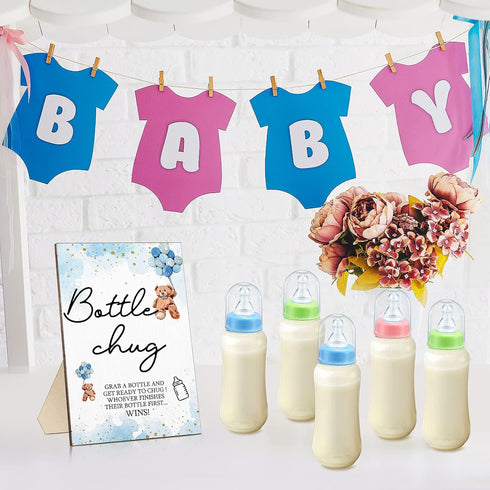 12 1 Roowest Bottle Chug Baby Shower Game Favors Pcs Baby Shower Bottles Favor with Wooden Sign for Gender Reveal Party
