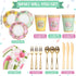 83 Set 3-Tier 12 Layhit Pcs Floral Tea Party for Girls Disposable Vintage Tableware with Cake Stand, Serves Paper Cups