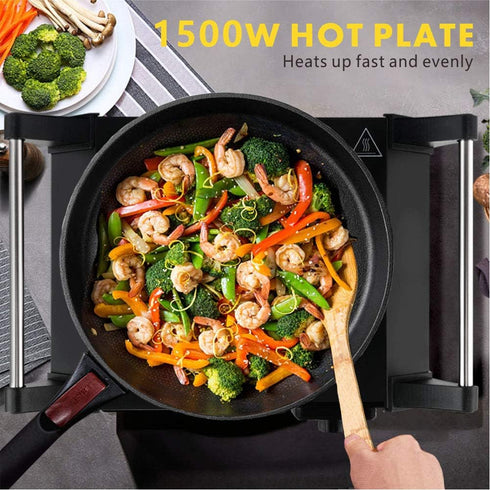Techwood Hot Plate Portable Electric Stove, 1500W Countertop Single Burner with Adjustable Temperature, 7.5” Cooktop