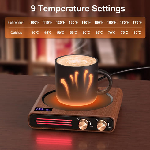 50W 9 Settings, 1-9Hrs Mug Warmer, CEROBEAR Coffee Cup Warmer for Desk with Tempreture Auto Shut Off Smart Candle