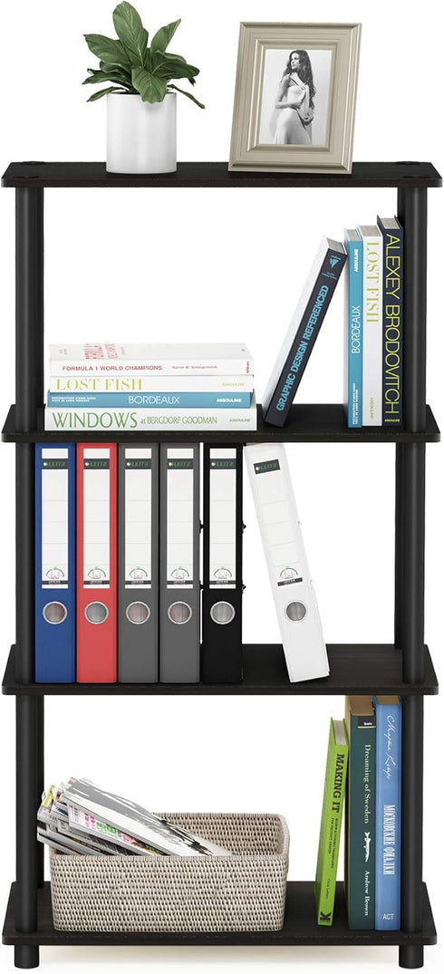 Furinno Turn-N-Tube 4-Tier Multipurpose Shelf Display Rack, Espresso/Black (Model 99557EX/BK)