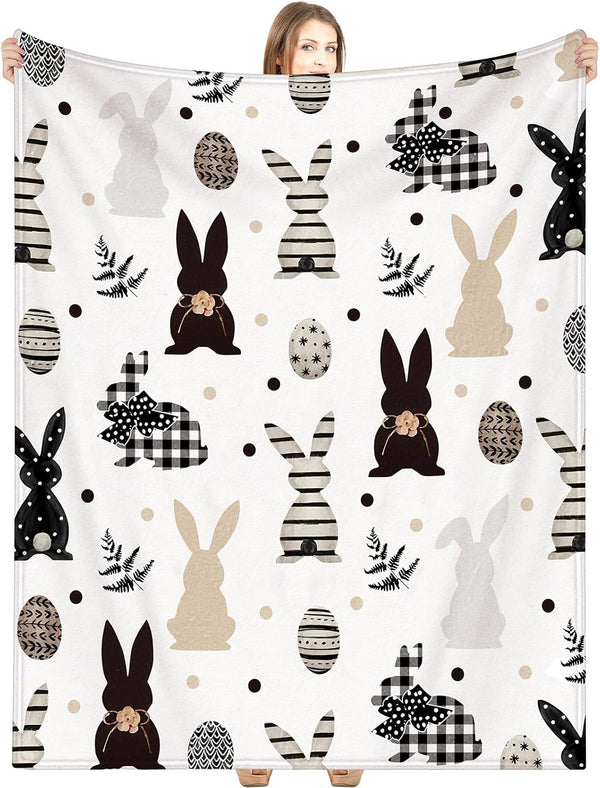 Windkream 50 x 60'' Easter Throw Blanket Soft Cozy Flannel Bunny Blanket for