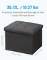 17 inches AmasSmile Storage Ottoman Folding Foot Rest Stool, Linen Footstool Bench, Short Ottoman Bench, Storage Foot