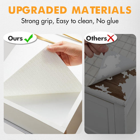 Viseeko Non-Adhesive Shelf Liner for Kitchen Cabinets, Strong Grip Marble Drawer Liner, Easy to Use (White, 11.8IN x