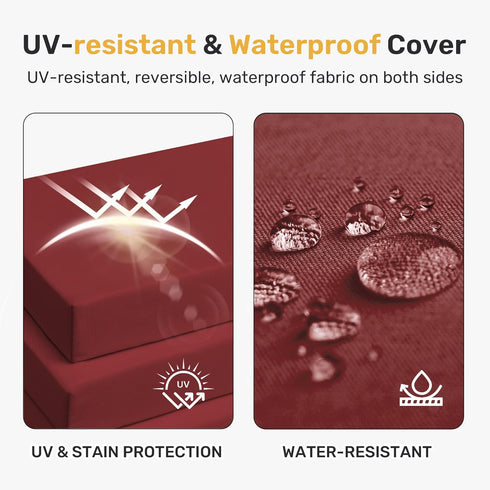 Pack 4, 18.5"*16"*3", UNIKOME Outdoor Chair Cushions of Water Resistant Patio Cushions with Ties, High Density Sponge