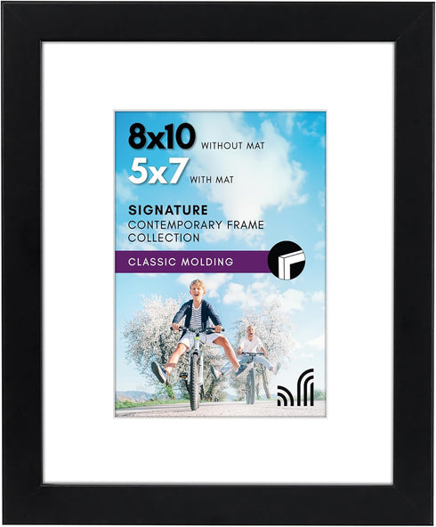 Americanflat 8x10 Picture Frame with Shatter-Resistant Glass - Use as 5x7 Picture Frame with Mat or Display 8x10 Photo