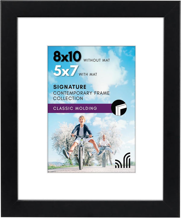 Americanflat 8x10 Picture Frame with Shatter-Resistant Glass - Use as 5x7 Picture Frame with Mat or Display 8x10 Photo
