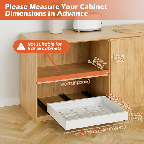 Pull Out Cabinet Organizer, Expandable Pull Out Drawers (12.6"-20.5") for Kitchen Cabinet Organization - 1 Pack White