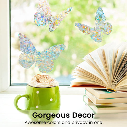 DOWELL Window Privacy Film, Rainbow Decorative Stained Glass Clings, 23.6 x 78.7 inches