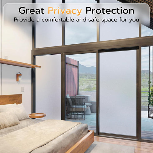 LUTE Frosted Glass Window Film, Static Cling Removable Heat Control Coverings for Bathroom, 17.5" x 78.7" (Pure)