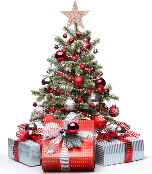 BinaryABC Christmas Tree Topper Star, Glittering Christmas Tree Decoration Ornaments, 20cm (Rose Gold)