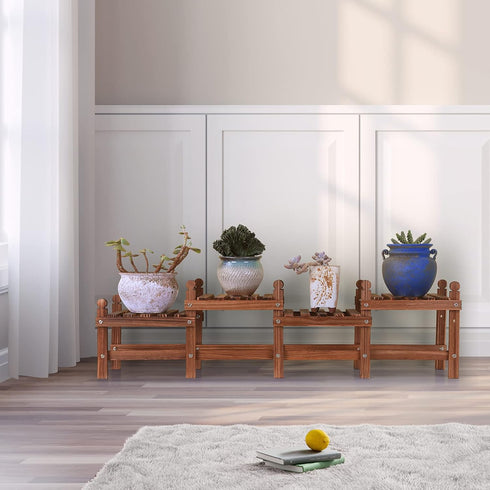 Outdoor,4 (11.8"-44'') Wood Plant Stand Indoor Tiers Plant Stand Bench Indoor,Low Window Plant Shelf Small Long Flower