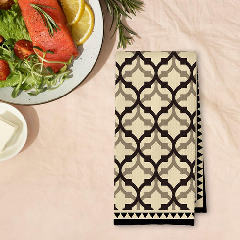 ArtisaEura 16x24 Inches Beige and Brown Moroccan Kitchen Towels, Boho Abstract Dish Tea Towels for Kitchen Decor, Retro