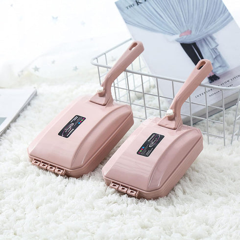 2Pcs Handheld Carpet Brush - Triple Brush Head Carpet Table Sweeper Pet Hair Cleaning Collector Brush (Blue+Pink)
