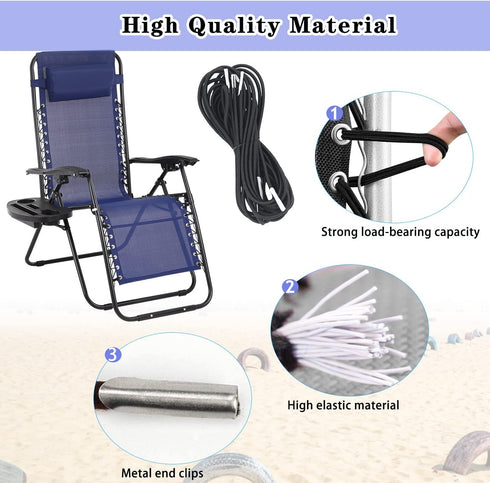 19 Inch Zero Gravity Chair Replacement Fabric with Bungee Cord Kit, Wide Repair Cloth with Replacement Cord for Anti
