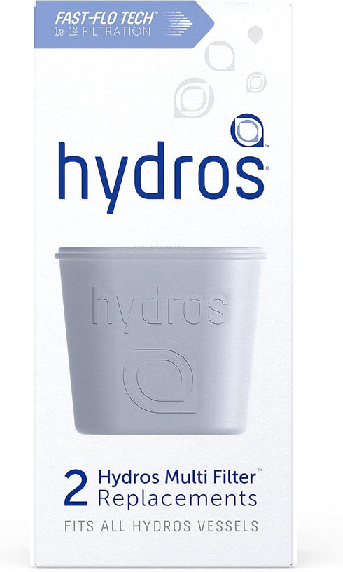 Hydros Filter Refill 2 Pack, Fast Flo Tech Replacement Water Filters for Hydros Pitchers, Filters 40 Gallons Each