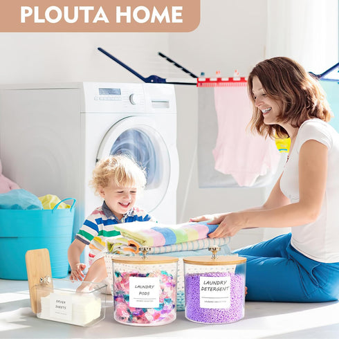 PLOUTA HOME 3 Pack Laundry Room Organization Storage Containers, Plastic Clear Laundry Pods Container & Dryer Sheet